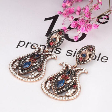 New Fashion Antique Gold Color Bohemia Blue Big Drop Inlaid Crystal Vintage Earrings - The Jewellery Supermarket